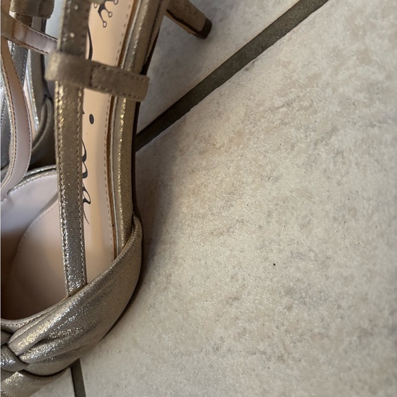 Nina Gold/Champagne Strappy Heels With Bow - Picture 3 of 5